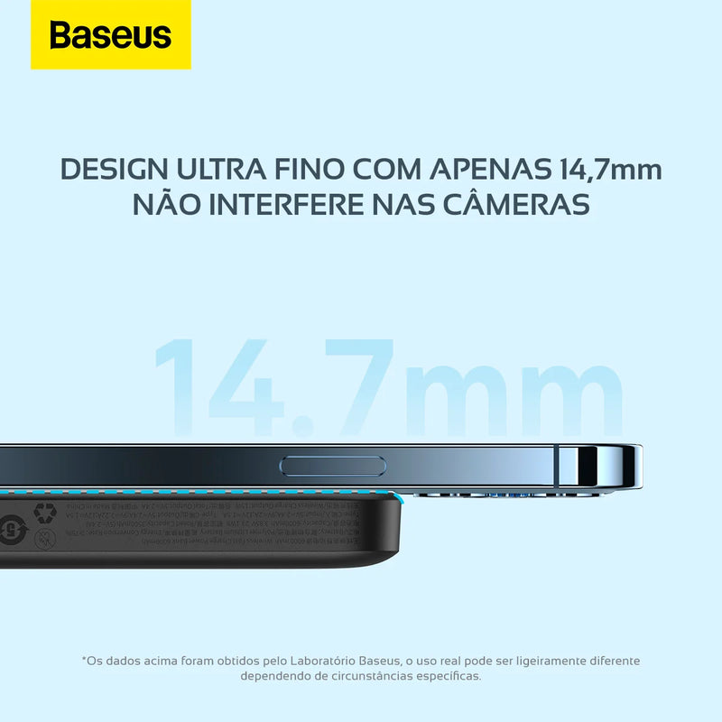 Carregador Baseus para Magsafe 20w 6000mah Para iPhone e Android com Suporte para Carregamento por Indução + Cabo USB Tipo C