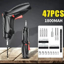 Kit Parafusadeira Mini Portatil Recarregável Usb e Maleta com 47 Chaves 360 Graus Bivolt Sem Fio