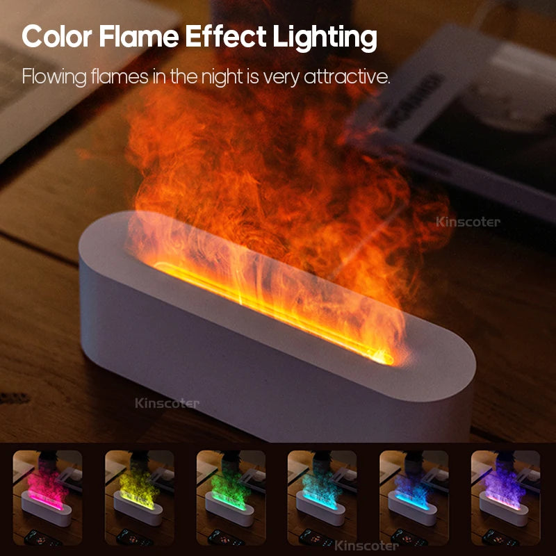 Difusor de Óleos Essenciais com Luz de Chama Realista e Umidificador Ultrassônico