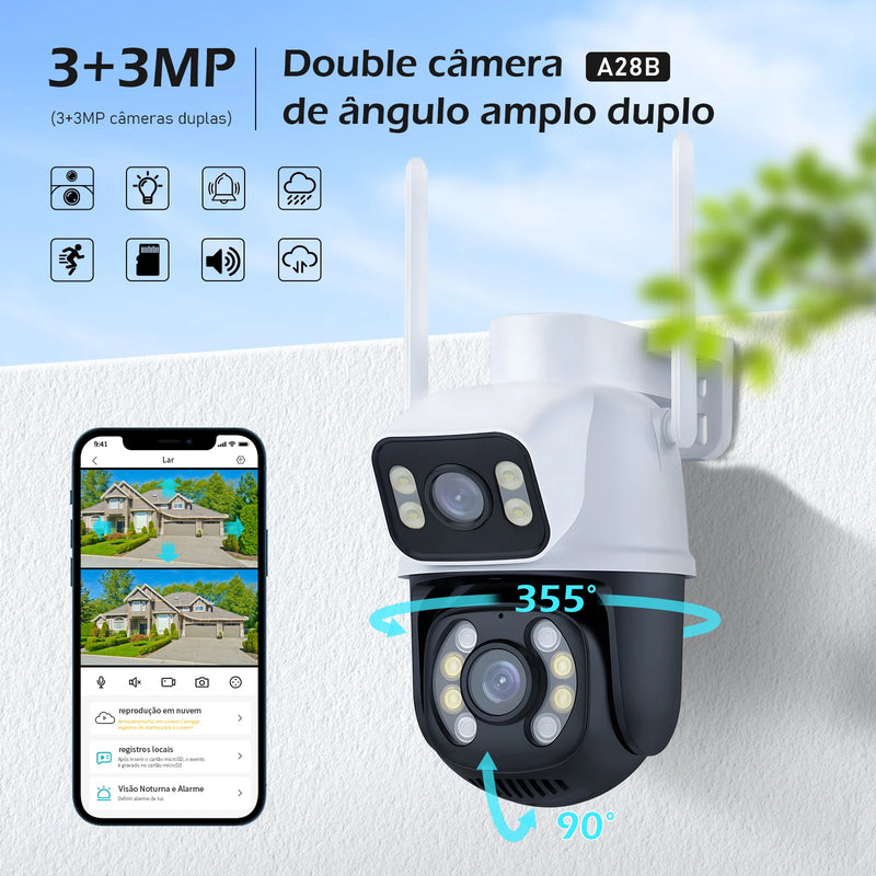 Câmeras de vigilância Wi-Fi ICSEE, câmera de segurança inteligente 360°, monitoramento 4K Ultra HD, proteção avançada, marca COIBEU