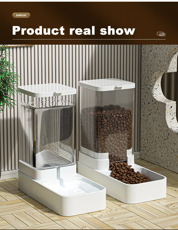 Alimentador Automático para Pets, Dispensador de Ração e Água por Gravidade para Gatos e Cães