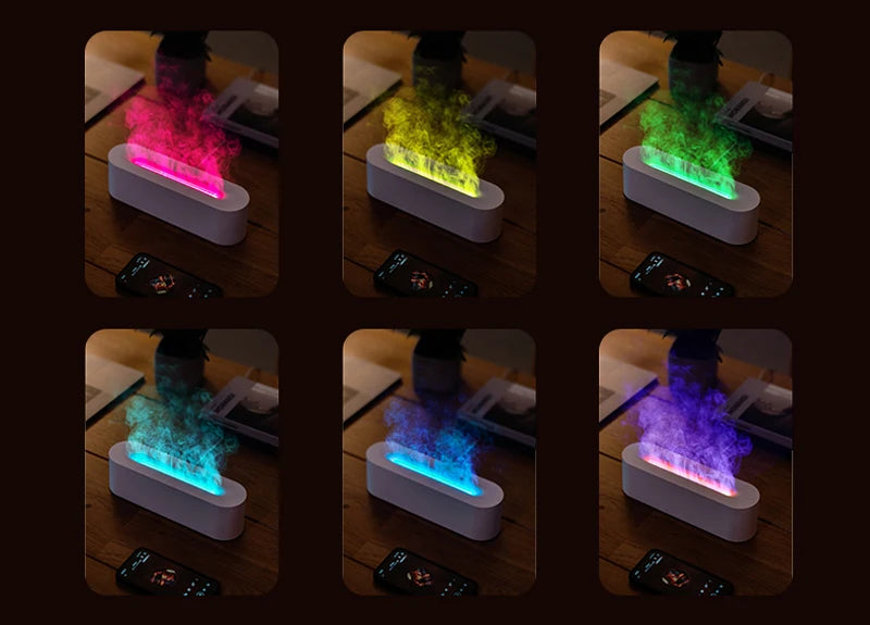 Difusor de Óleos Essenciais com Luz de Chama Realista e Umidificador Ultrassônico