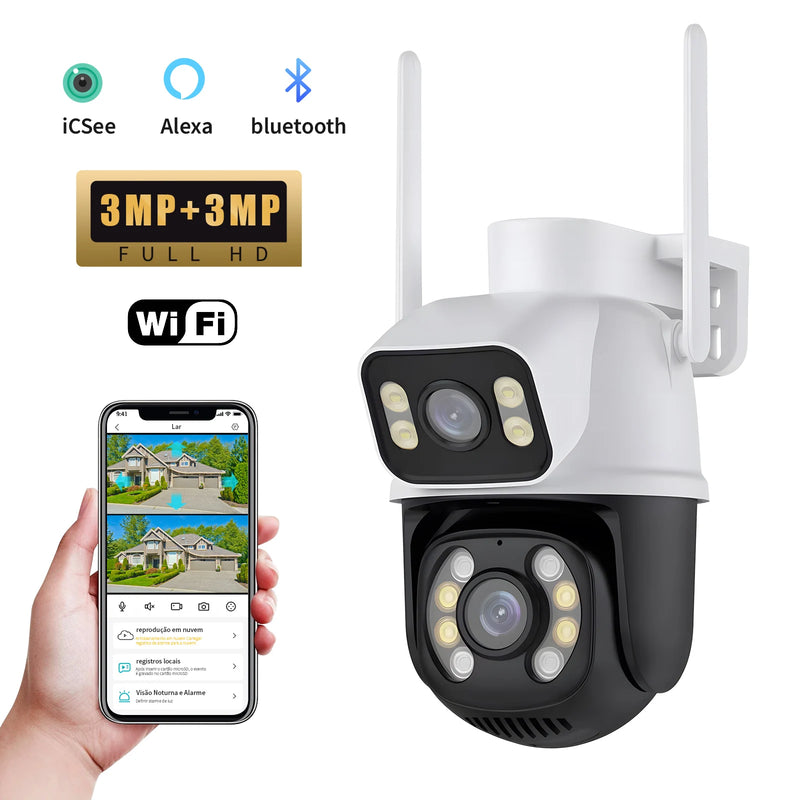 Câmeras de vigilância Wi-Fi ICSEE, câmera de segurança inteligente 360°, monitoramento 4K Ultra HD, proteção avançada, marca COIBEU