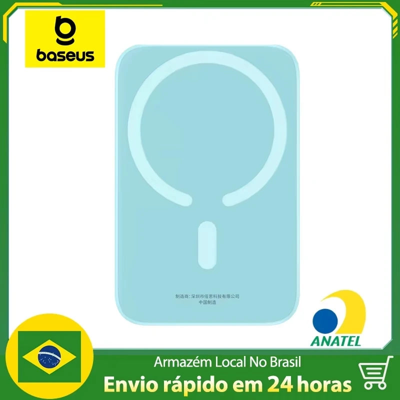 Carregador Baseus para Magsafe 20w 6000mah Para iPhone e Android com Suporte para Carregamento por Indução + Cabo USB Tipo C