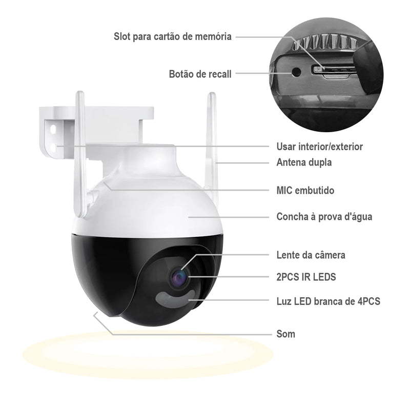 Câmeras de vigilância Wi-Fi ICSEE, câmera de segurança inteligente 360°, monitoramento 4K Ultra HD, proteção avançada, marca COIBEU
