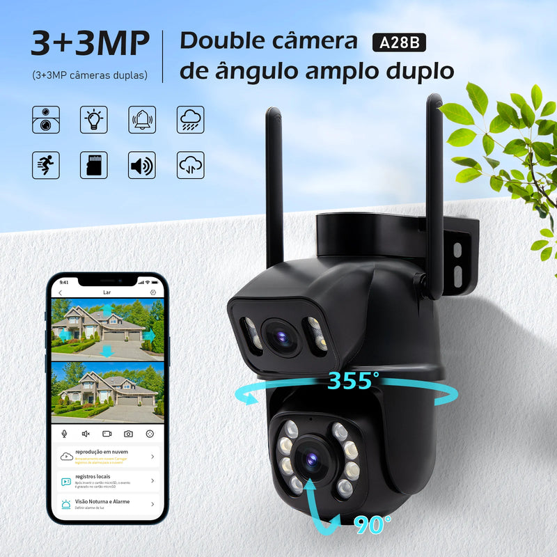 Câmeras de vigilância Wi-Fi ICSEE, câmera de segurança inteligente 360°, monitoramento 4K Ultra HD, proteção avançada, marca COIBEU