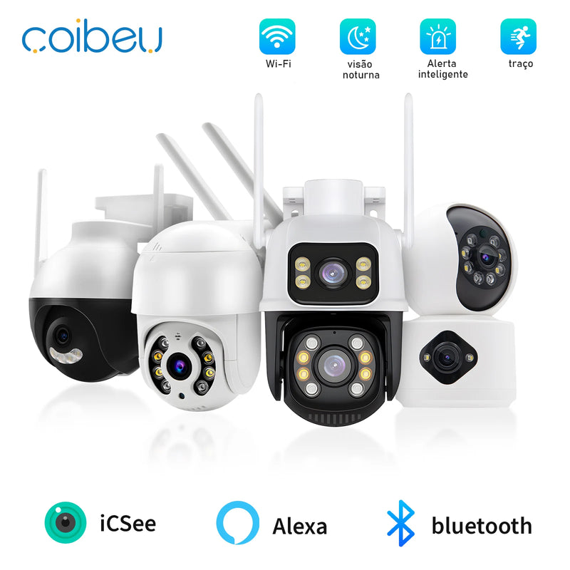 Câmeras de vigilância Wi-Fi ICSEE, câmera de segurança inteligente 360°, monitoramento 4K Ultra HD, proteção avançada, marca COIBEU