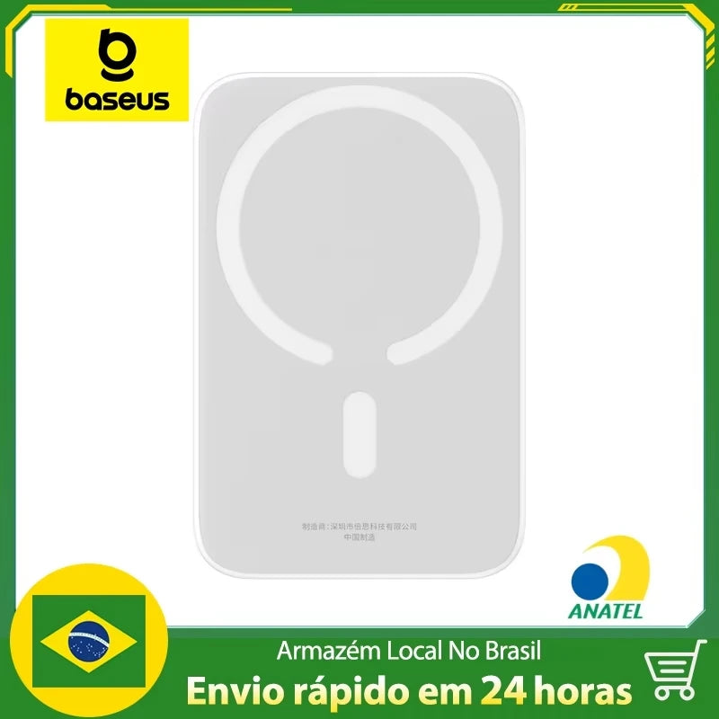 Carregador Baseus para Magsafe 20w 6000mah Para iPhone e Android com Suporte para Carregamento por Indução + Cabo USB Tipo C