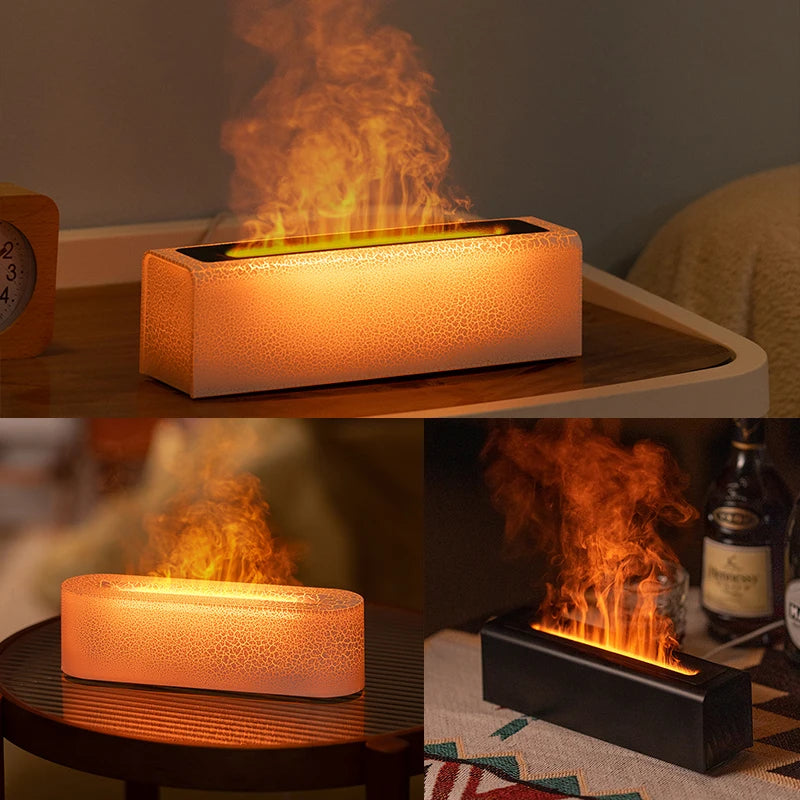 Difusor de Óleos Essenciais com Luz de Chama Realista e Umidificador Ultrassônico