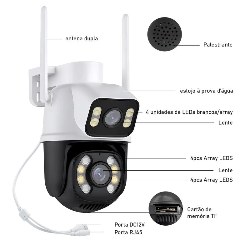 Câmeras de vigilância Wi-Fi ICSEE, câmera de segurança inteligente 360°, monitoramento 4K Ultra HD, proteção avançada, marca COIBEU